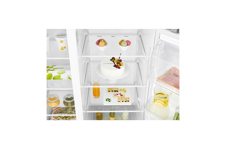 LG Americká chladnička LG | F | Hrubý objem 680 l | 429 kWh/rok | Lineární invertorový kompresor | Total No Frost™ | Multi-Air Flow™ | Vnější LED displej, GSB360BASZ