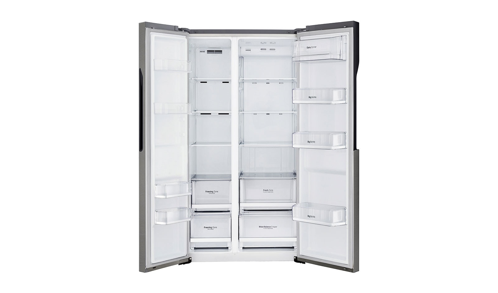 LG Americká chladnička LG | F | Hrubý objem 680 l | 429 kWh/rok | Lineární invertorový kompresor | Total No Frost™ | Multi-Air Flow™ | Vnější LED displej, GSB360BASZ