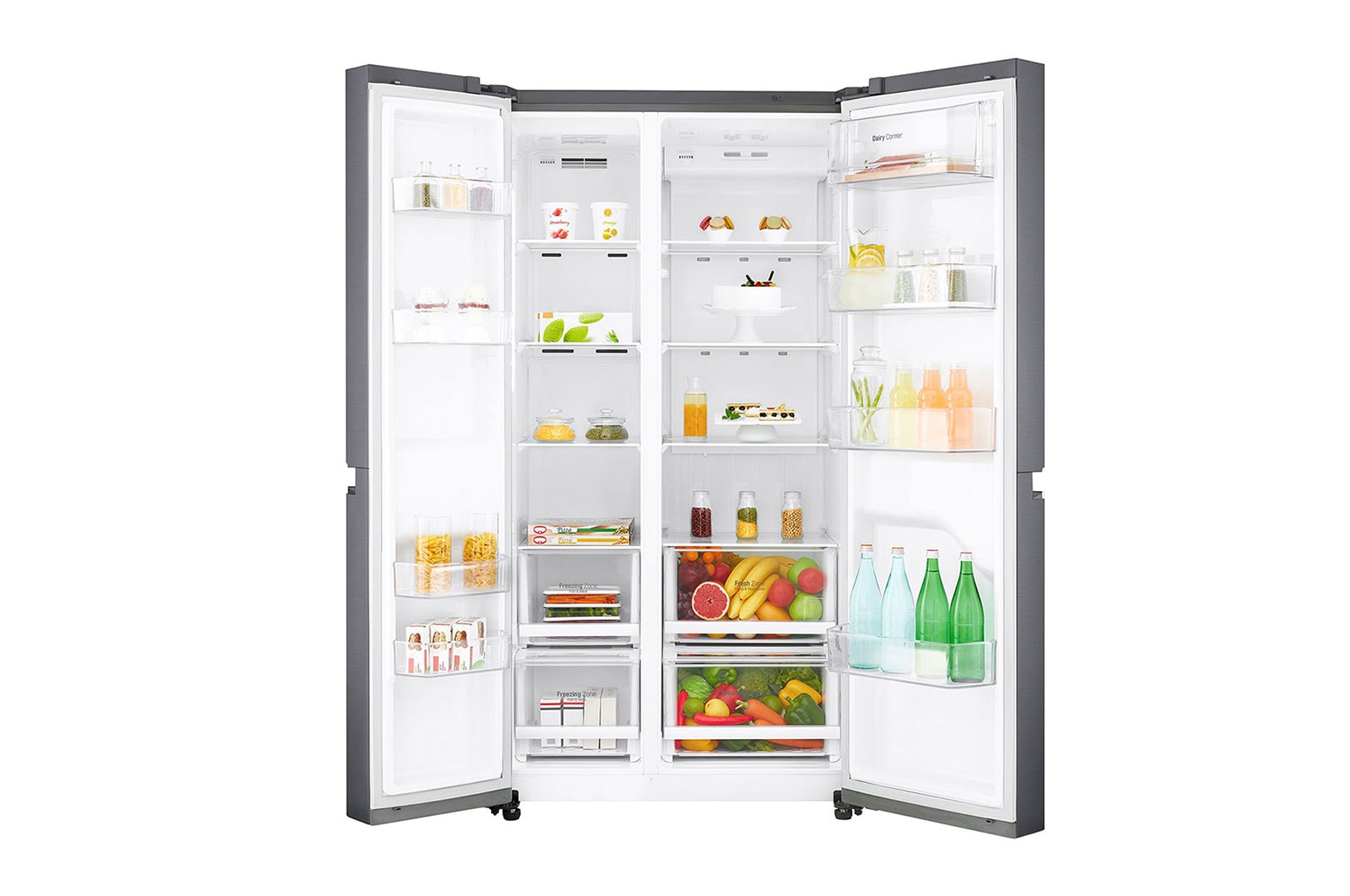 LG Americká chladnička LG| F | Hrubý objem 687 l | 435 kWh/rok | Lineární invertorový kompresor | Total No Frost™ | Multi-Air Flow™ | Vnější LED displej, GSB470BASZ