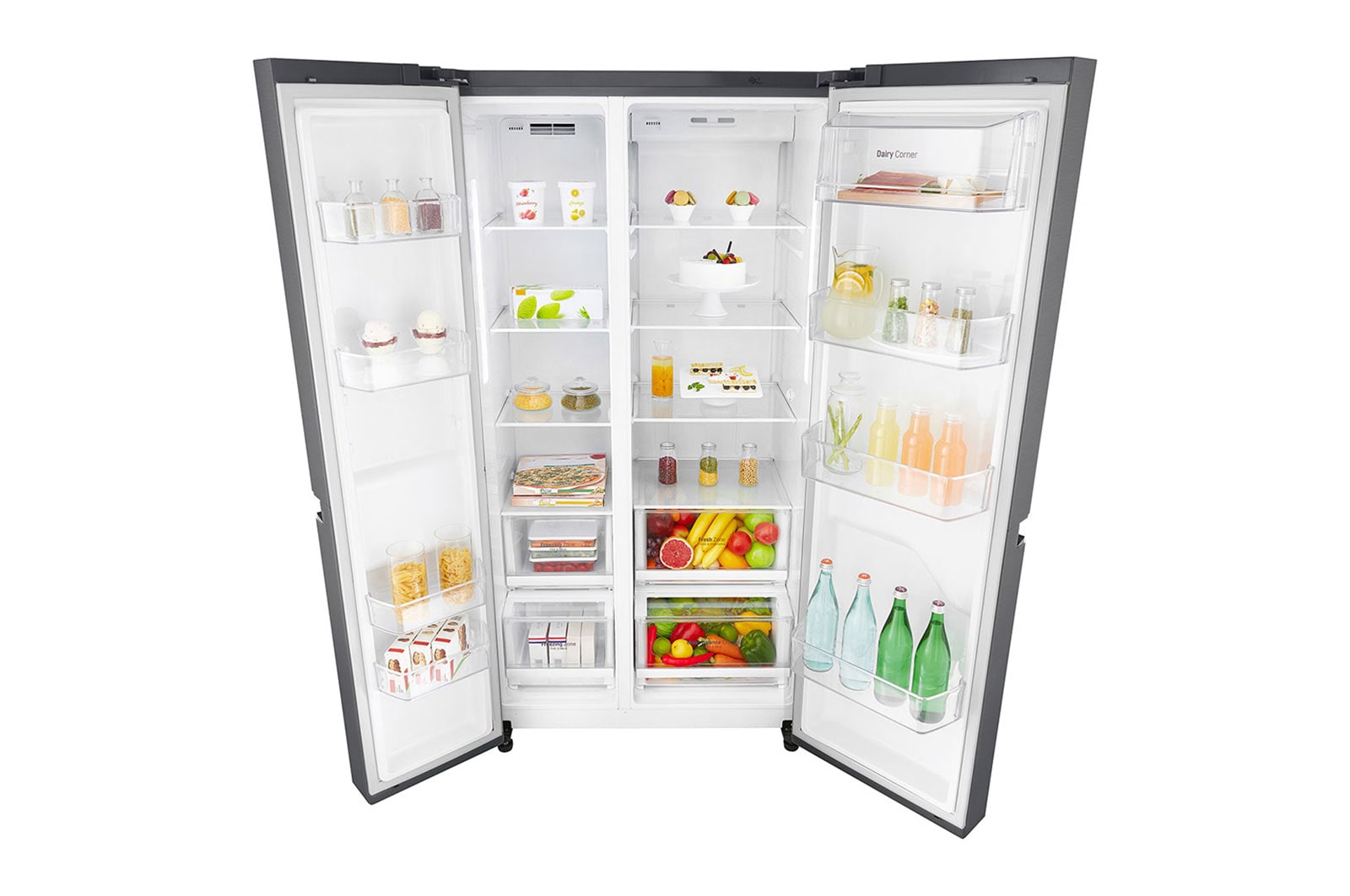 LG Americká chladnička LG| F | Hrubý objem 687 l | 435 kWh/rok | Lineární invertorový kompresor | Total No Frost™ | Multi-Air Flow™ | Vnější LED displej, GSB470BASZ
