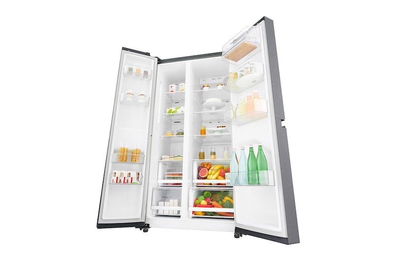 LG Americká chladnička LG| F | Hrubý objem 687 l | 435 kWh/rok | Lineární invertorový kompresor | Total No Frost™ | Multi-Air Flow™ | Vnější LED displej, GSB470BASZ