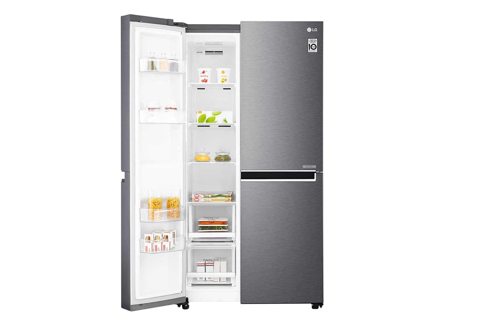 LG Americká chladnička LG| F | Hrubý objem 687 l | 435 kWh/rok | Lineární invertorový kompresor | Total No Frost™ | Multi-Air Flow™ | Vnější LED displej, GSB470BASZ