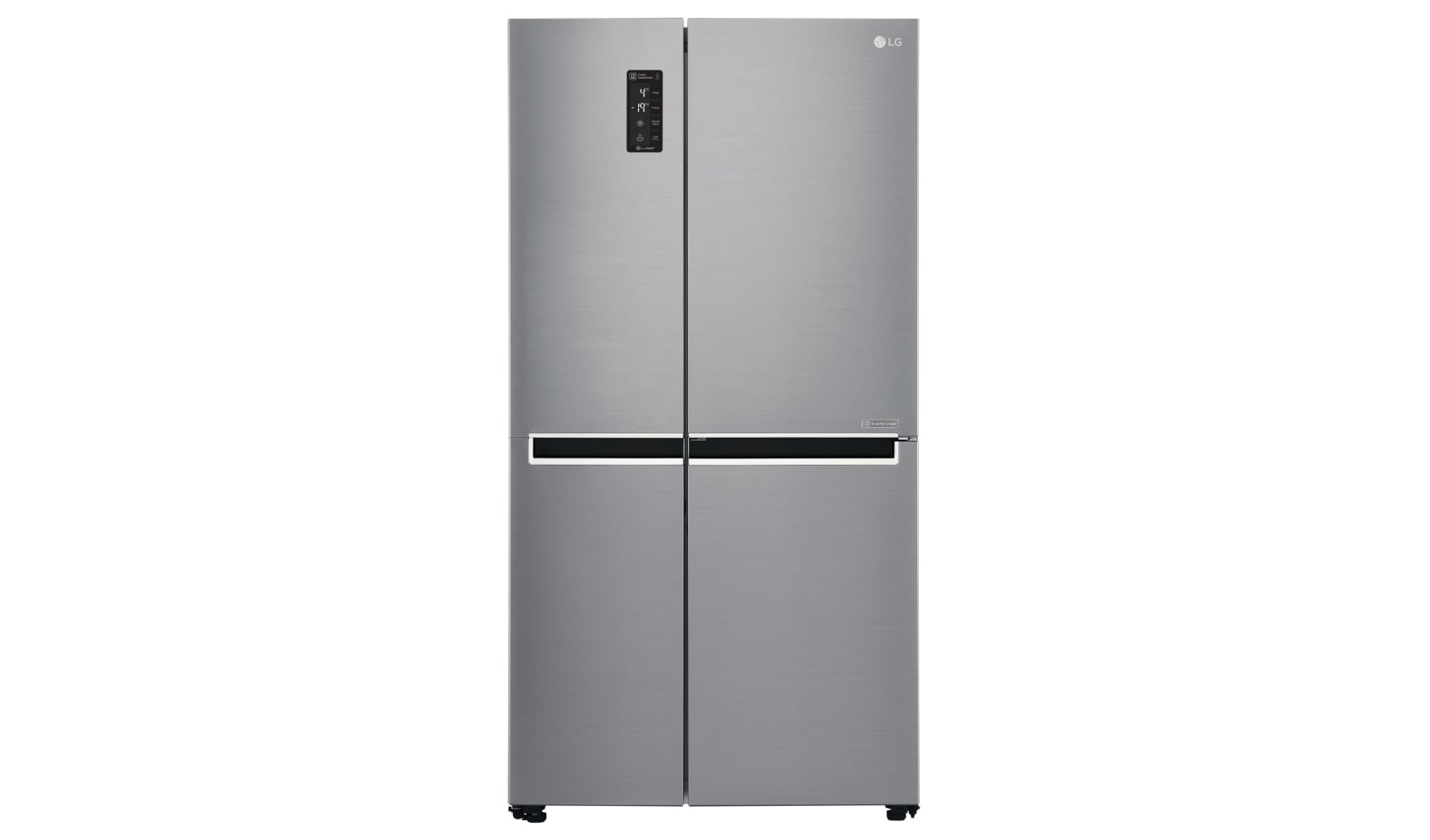 Čelní pohled na Americká chladnička LG | F | Hrubý objem 687 l | 435 kWh/rok | Lineární invertorový kompresor | Total No Frost | Multi-Air Flow™ |Vnější LED displej GSB760PZXZ