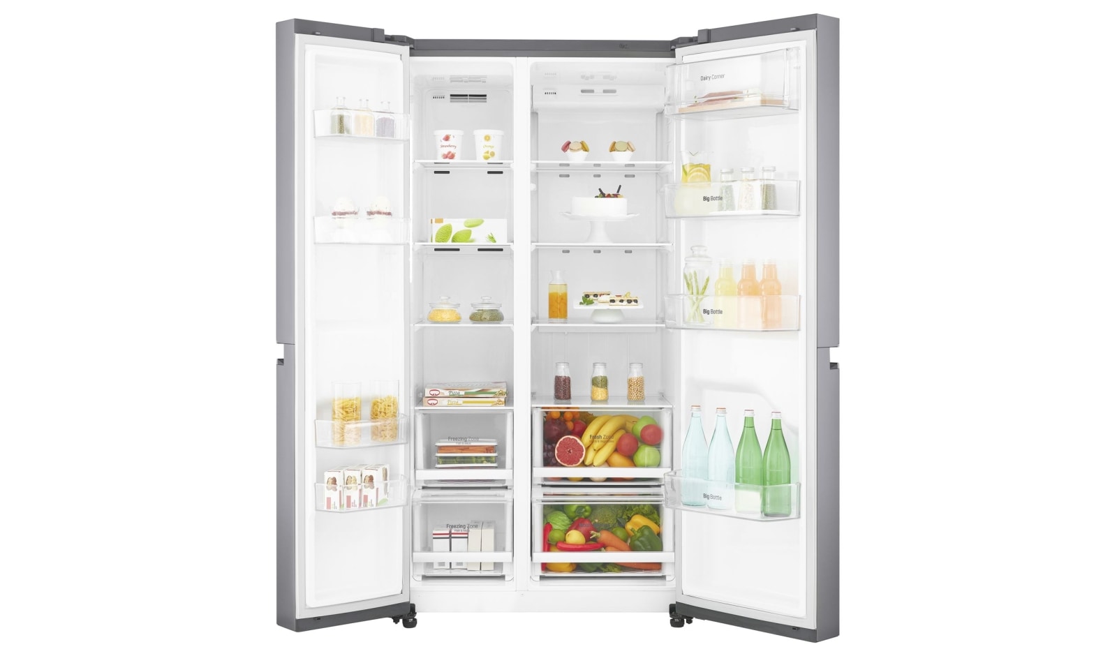 LG Americká chladnička LG | F | Hrubý objem 687 l | 435 kWh/rok | Lineární invertorový kompresor | Total No Frost | Multi-Air Flow™ |Vnější LED displej, GSB760PZXZ