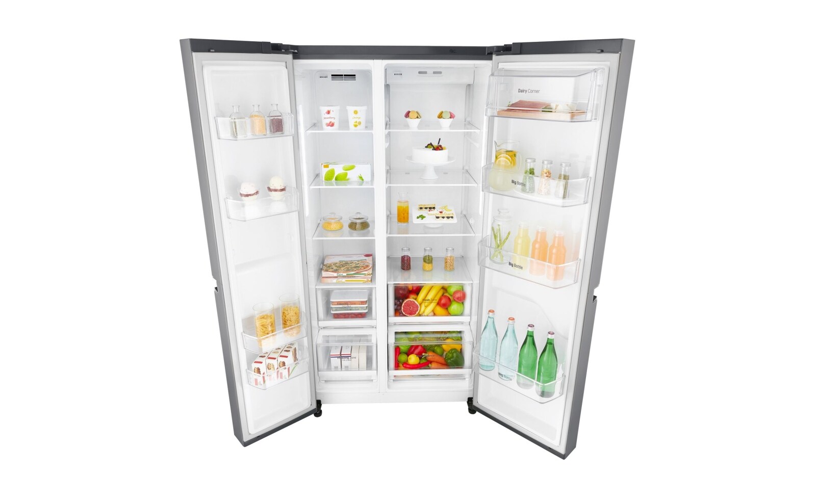 LG Americká chladnička LG | F | Hrubý objem 687 l | 435 kWh/rok | Lineární invertorový kompresor | Total No Frost | Multi-Air Flow™ |Vnější LED displej, GSB760PZXZ