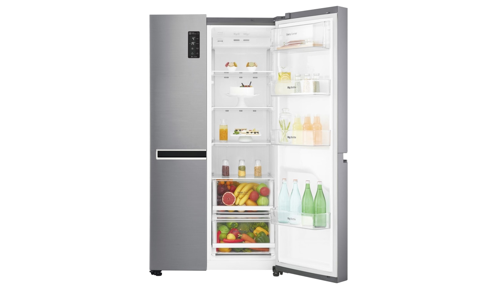 LG Americká chladnička LG | F | Hrubý objem 687 l | 435 kWh/rok | Lineární invertorový kompresor | Total No Frost | Multi-Air Flow™ |Vnější LED displej, GSB760PZXZ