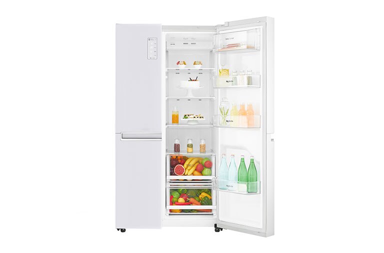 LG F (v rozsahu A až G) | Hrubý objem 687 l | 438 kWh/rok | LG Lineární invertorový kompresor | LG Total No Frost | Multi-Air Flow™ |Vnější LED displej, GSB760SWXV