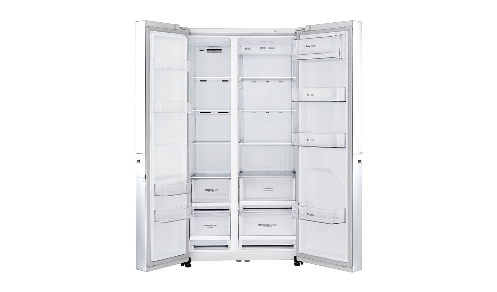 LG F (v rozsahu A až G) | Hrubý objem 687 l | 438 kWh/rok | LG Lineární invertorový kompresor | LG Total No Frost | Multi-Air Flow™ |Vnější LED displej, GSB760SWXV