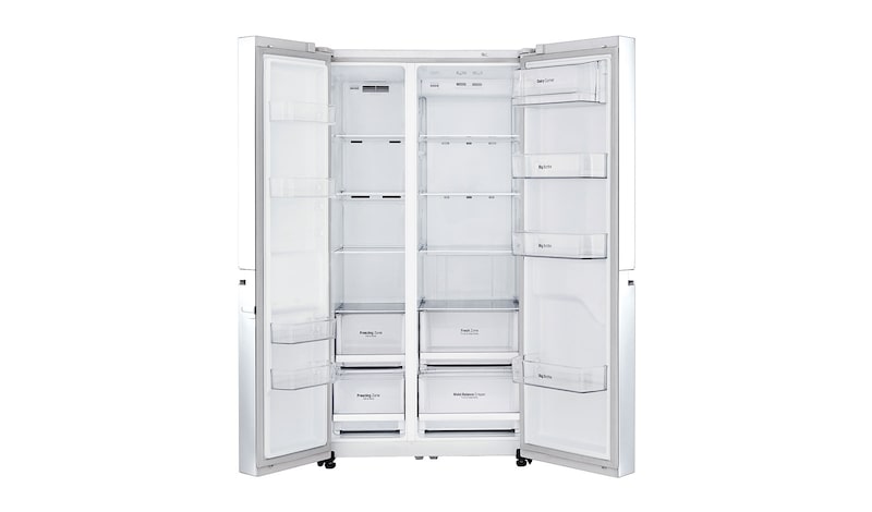 LG F (v rozsahu A až G) | Hrubý objem 687 l | 438 kWh/rok | LG Lineární invertorový kompresor | LG Total No Frost | Multi-Air Flow™ |Vnější LED displej, GSB760SWXV