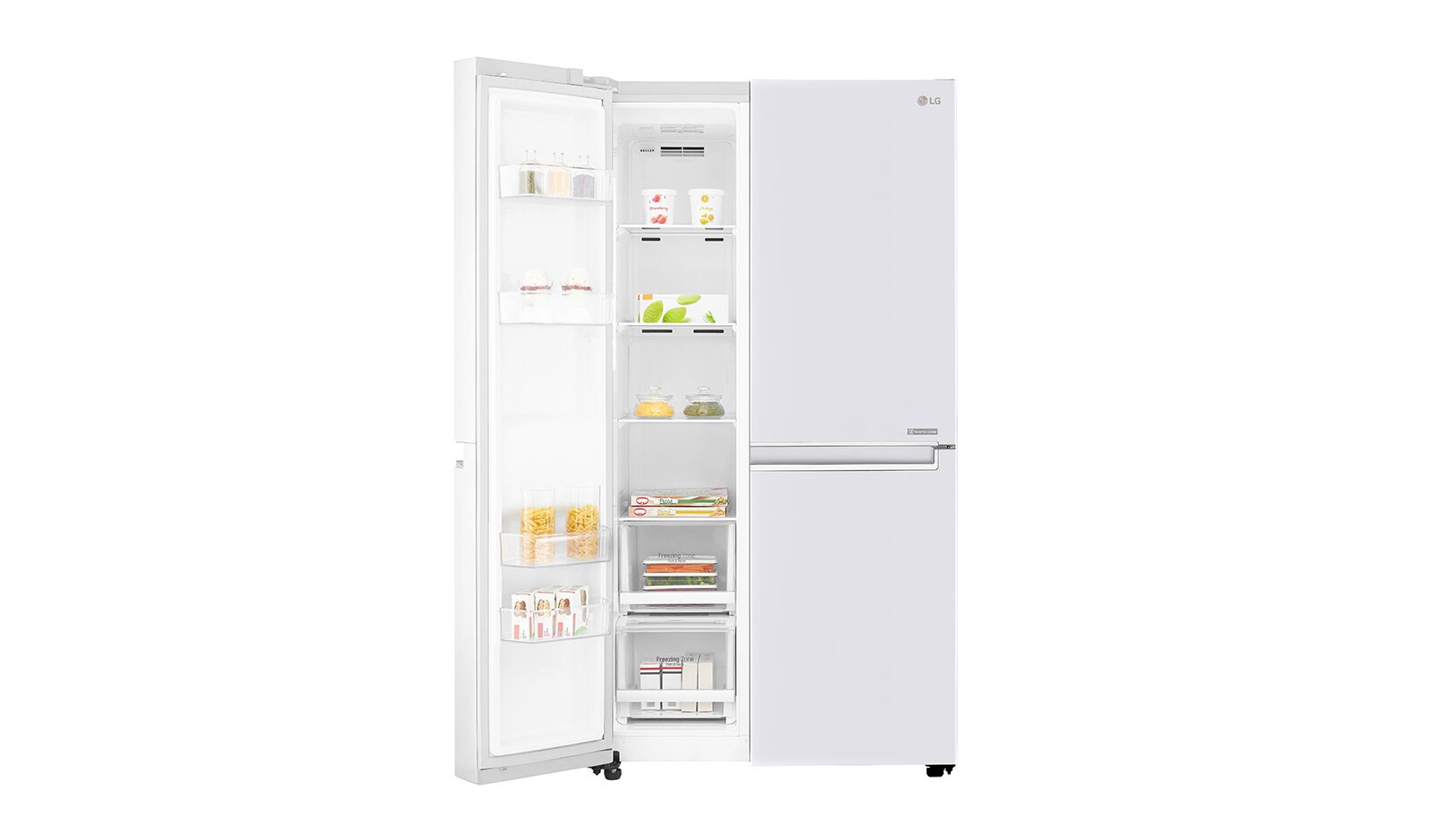 LG F (v rozsahu A až G) | Hrubý objem 687 l | 438 kWh/rok | LG Lineární invertorový kompresor | LG Total No Frost | Multi-Air Flow™ |Vnější LED displej, GSB760SWXV