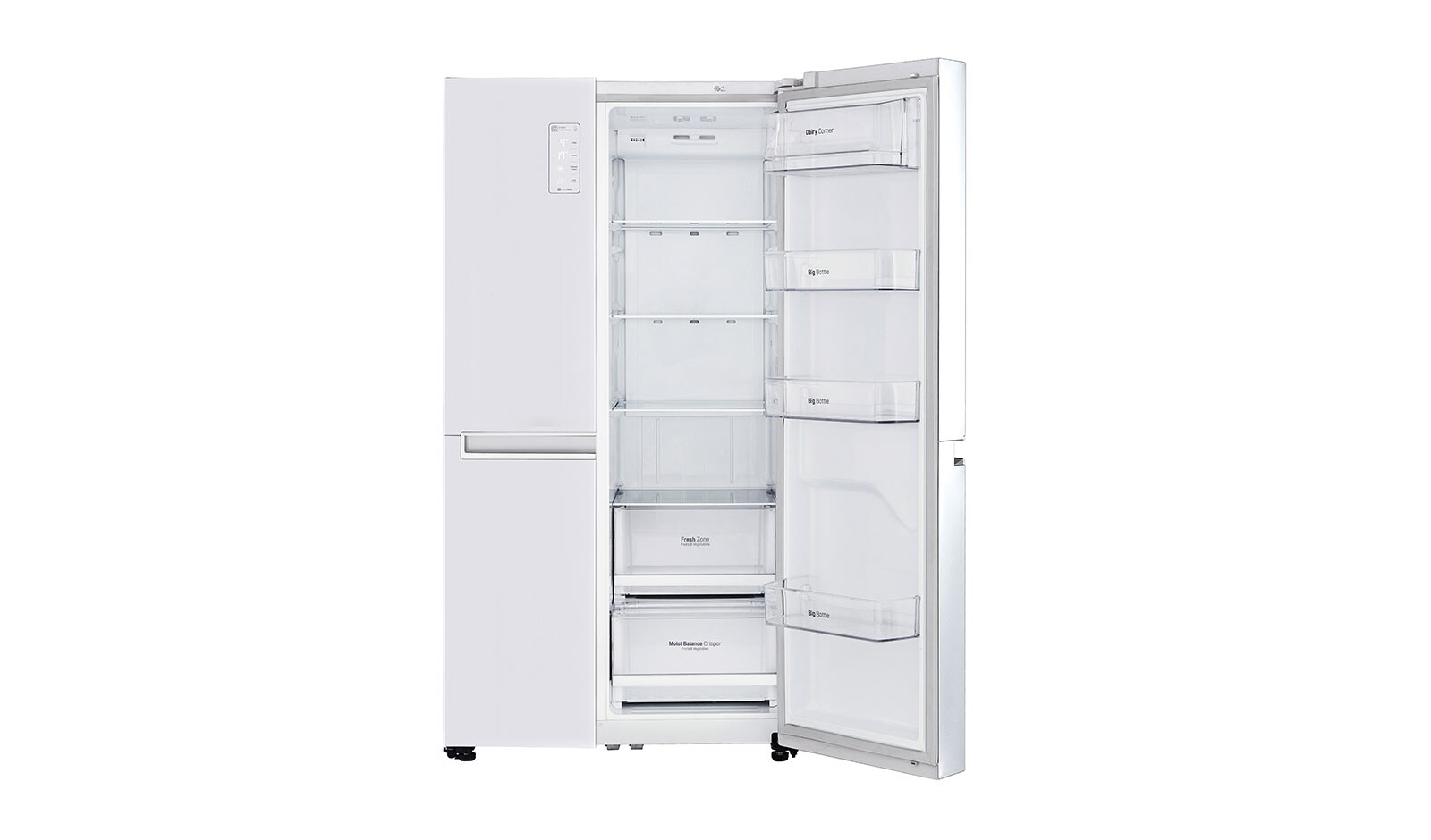 LG F (v rozsahu A až G) | Hrubý objem 687 l | 438 kWh/rok | LG Lineární invertorový kompresor | LG Total No Frost | Multi-Air Flow™ |Vnější LED displej, GSB760SWXV