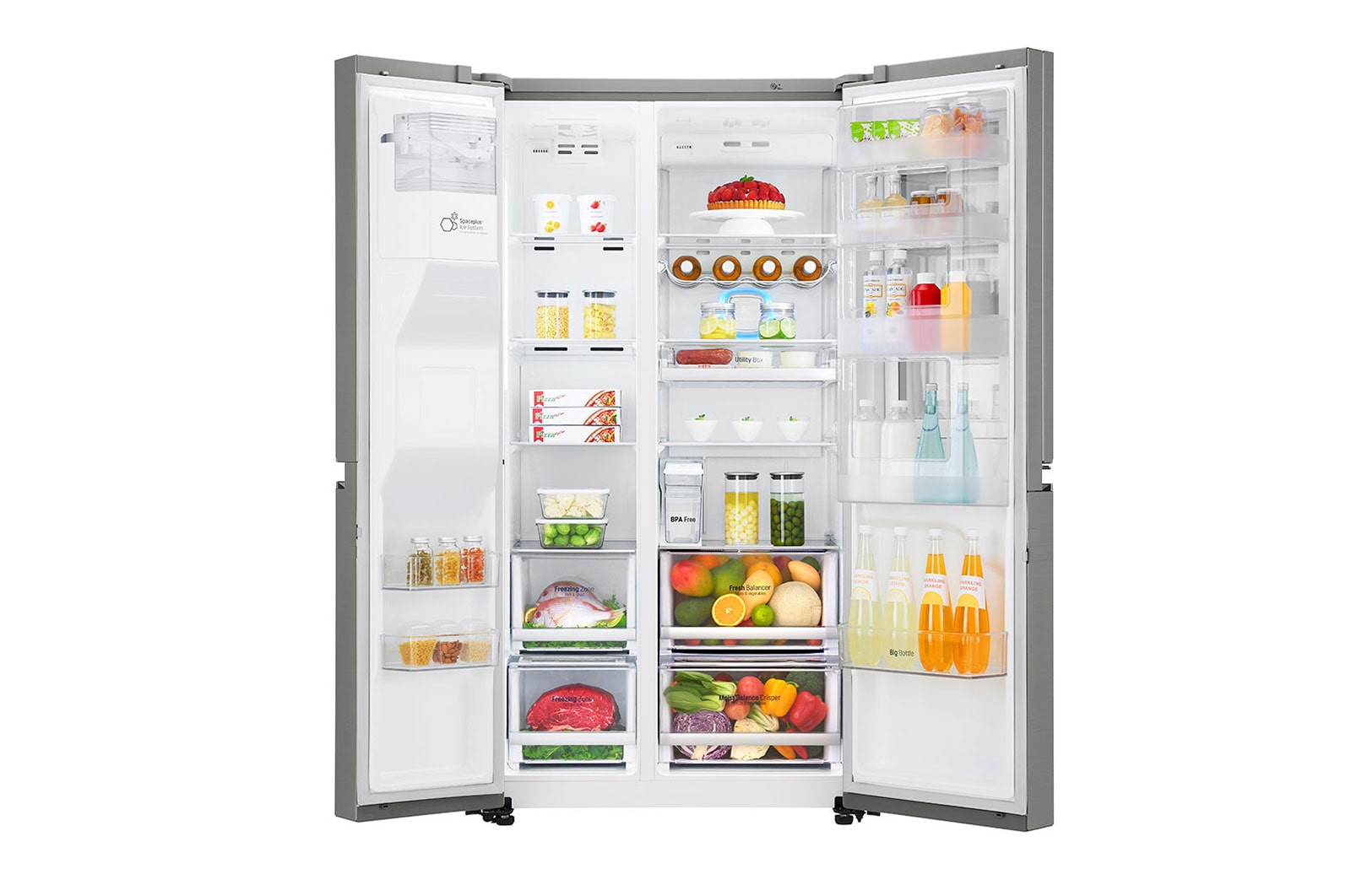 LG Americká chladnička | InstaView Door-in-Door™ | F | Hrubý objem 675 l | 431 kWh/rok | LG Lineární invertorový kompresor | LG Total No Frost | Multi-Air Flow™ | Nápojový automat | Pure N Fresh™ | ThinQ™ + WiFi ﻿, GSI961PZAZ