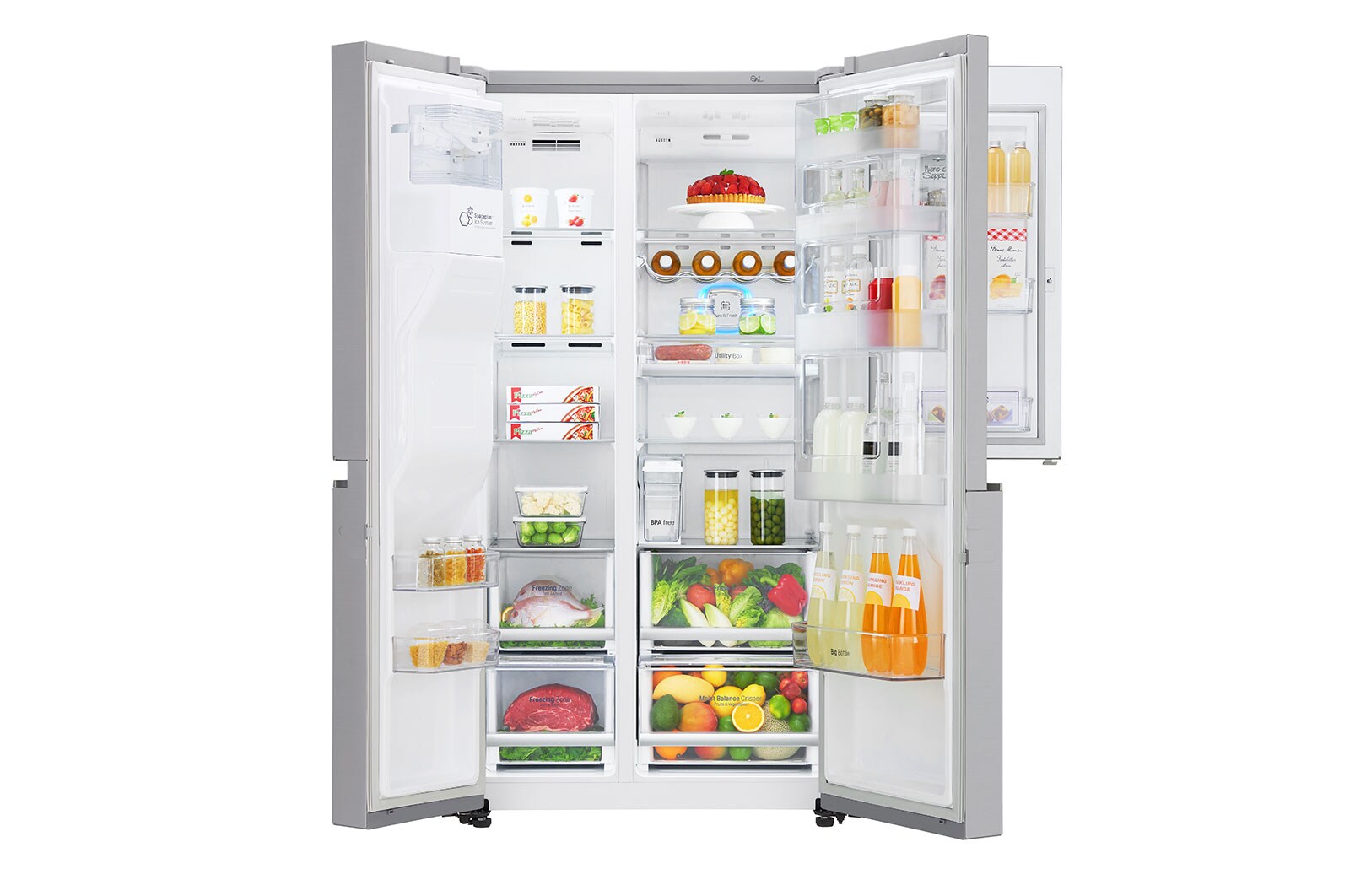 LG Door-in-Door™ | F (v rozsahu A až G) | Hrubý objem 668 l | 376 kWh/rok | LG Lineární invertorový kompresor | LG Total No Frost | Multi-Air Flow™ | Vnější LED displej | Nápojový automat | Pure N Fresh™, GSJ961NEBZ