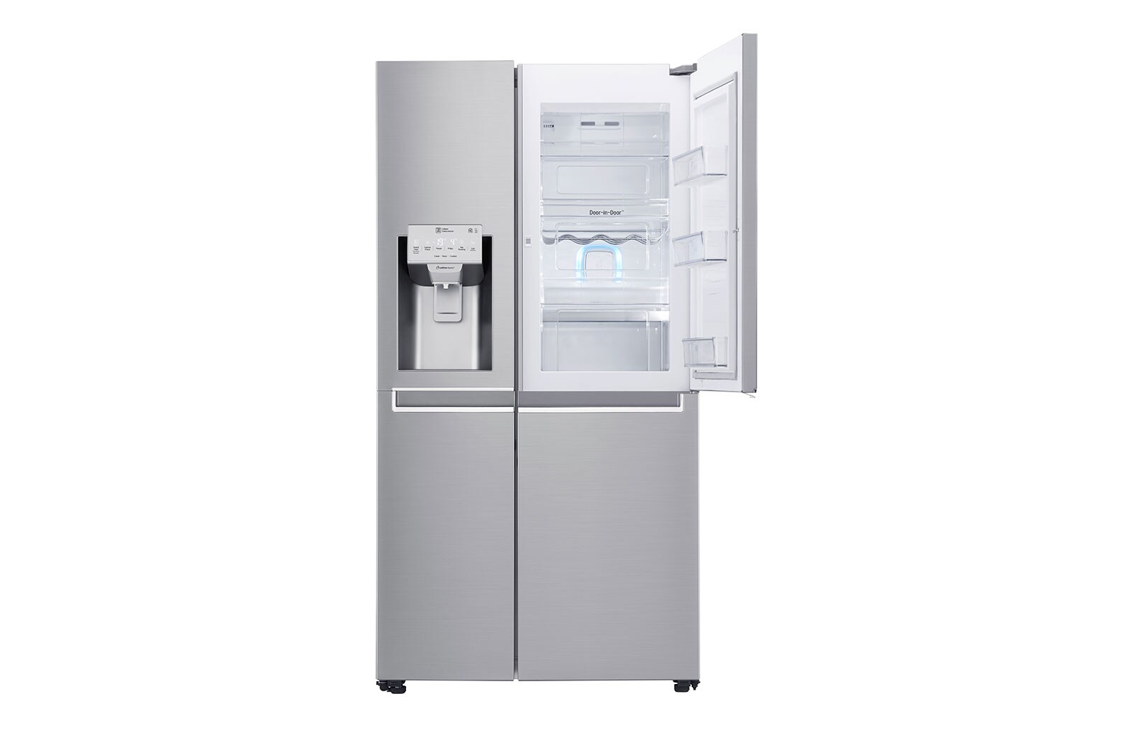 LG Door-in-Door™ | F (v rozsahu A až G) | Hrubý objem 668 l | 376 kWh/rok | LG Lineární invertorový kompresor | LG Total No Frost | Multi-Air Flow™ | Vnější LED displej | Nápojový automat | Pure N Fresh™, GSJ961NEBZ