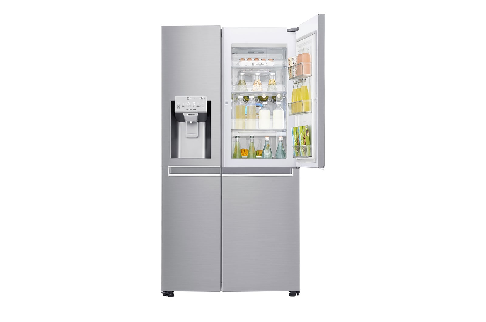 LG Door-in-Door™ | F (v rozsahu A až G) | Hrubý objem 668 l | 376 kWh/rok | LG Lineární invertorový kompresor | LG Total No Frost | Multi-Air Flow™ | Vnější LED displej | Nápojový automat | Pure N Fresh™, GSJ961NEBZ