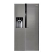 Čelní pohled na Americká chladnička LG | F | Hrubý objem 663 l | 419 kWh/rok | Lineární invertorový kompresor | Total No Frost | Multi-Air Flow™ | Vnější LED displej | Nápojový automat GSL360ICEV