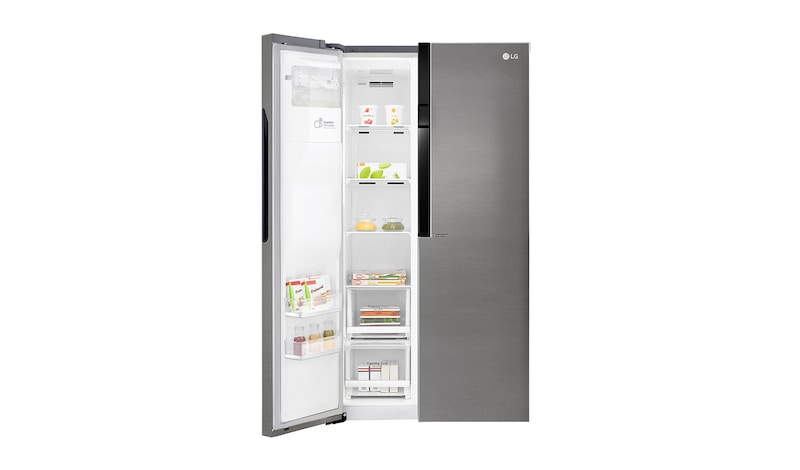 LG Americká chladnička LG | F | Hrubý objem 663 l | 419 kWh/rok | Lineární invertorový kompresor | Total No Frost | Multi-Air Flow™ | Vnější LED displej | Nápojový automat, GSL360ICEV