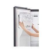 LG Americká chladnička LG | F | Hrubý objem 668 l | 431 kWh/rok | Lineární invertorový kompresor | Total No Frost | Multi-Air Flow™ | Vnější LED displej | Nápojový automat | ThinQ™ + WiFi, GSL471ICEZ