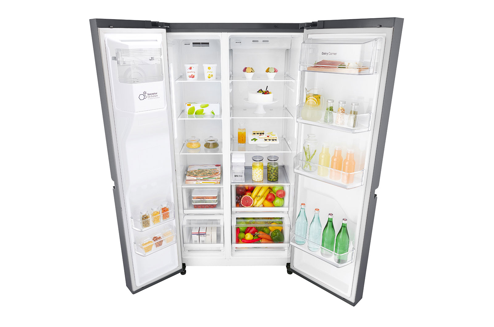 LG Americká chladnička LG | F | Hrubý objem 668 l | 431 kWh/rok | Lineární invertorový kompresor | Total No Frost | Multi-Air Flow™ | Vnější LED displej | Nápojový automat | ThinQ™ + WiFi, GSL471ICEZ