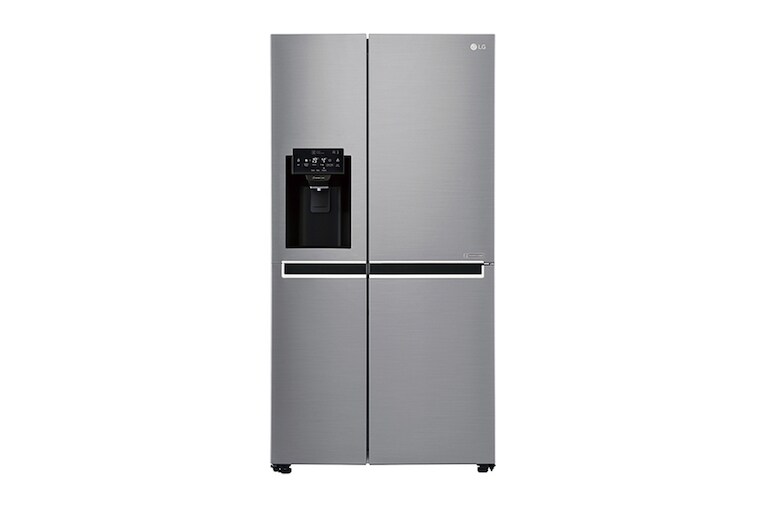 Čelní pohled na Americká chladnička | F | Hrubý objem 668 l | 431 kWh/rok | LG Lineární invertorový kompresor | LG Total No Frost | Multi-Air Flow™ | Vnější LED displej | Nápojový automat GSL760PZUZ