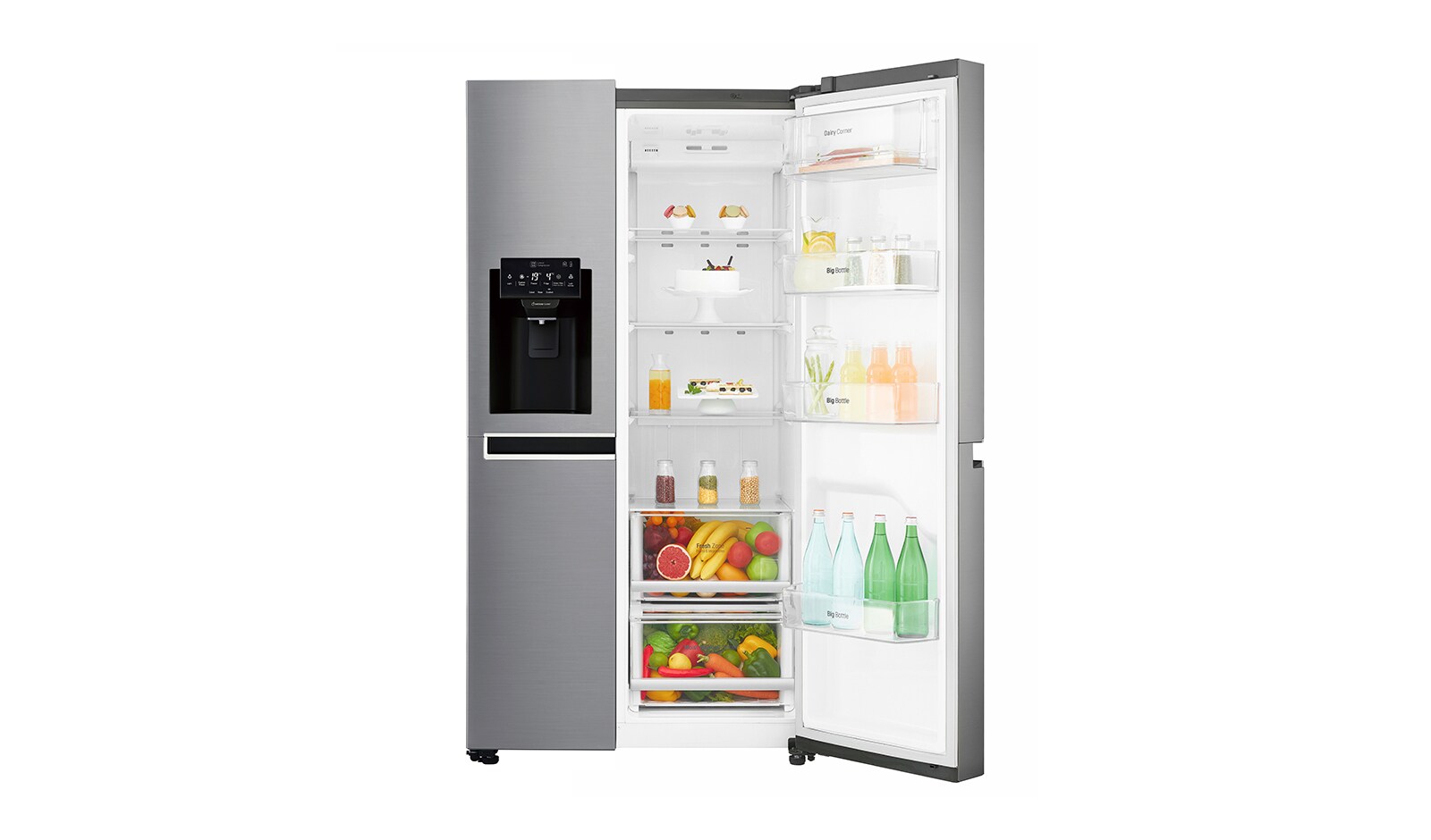 LG Americká chladnička | F | Hrubý objem 668 l | 431 kWh/rok | LG Lineární invertorový kompresor | LG Total No Frost | Multi-Air Flow™ | Vnější LED displej | Nápojový automat, GSL760PZUZ