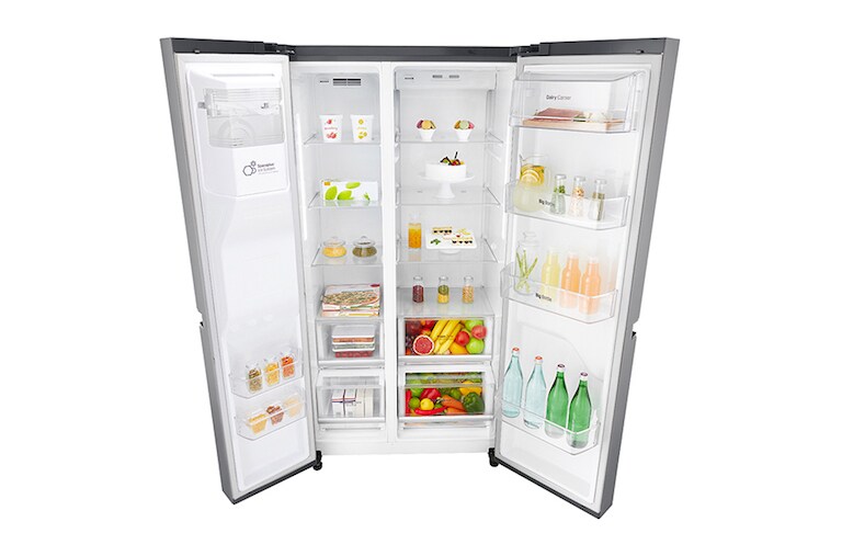 LG Americká chladnička | F | Hrubý objem 668 l | 431 kWh/rok | LG Lineární invertorový kompresor | LG Total No Frost | Multi-Air Flow™ | Vnější LED displej | Nápojový automat, GSL760PZUZ