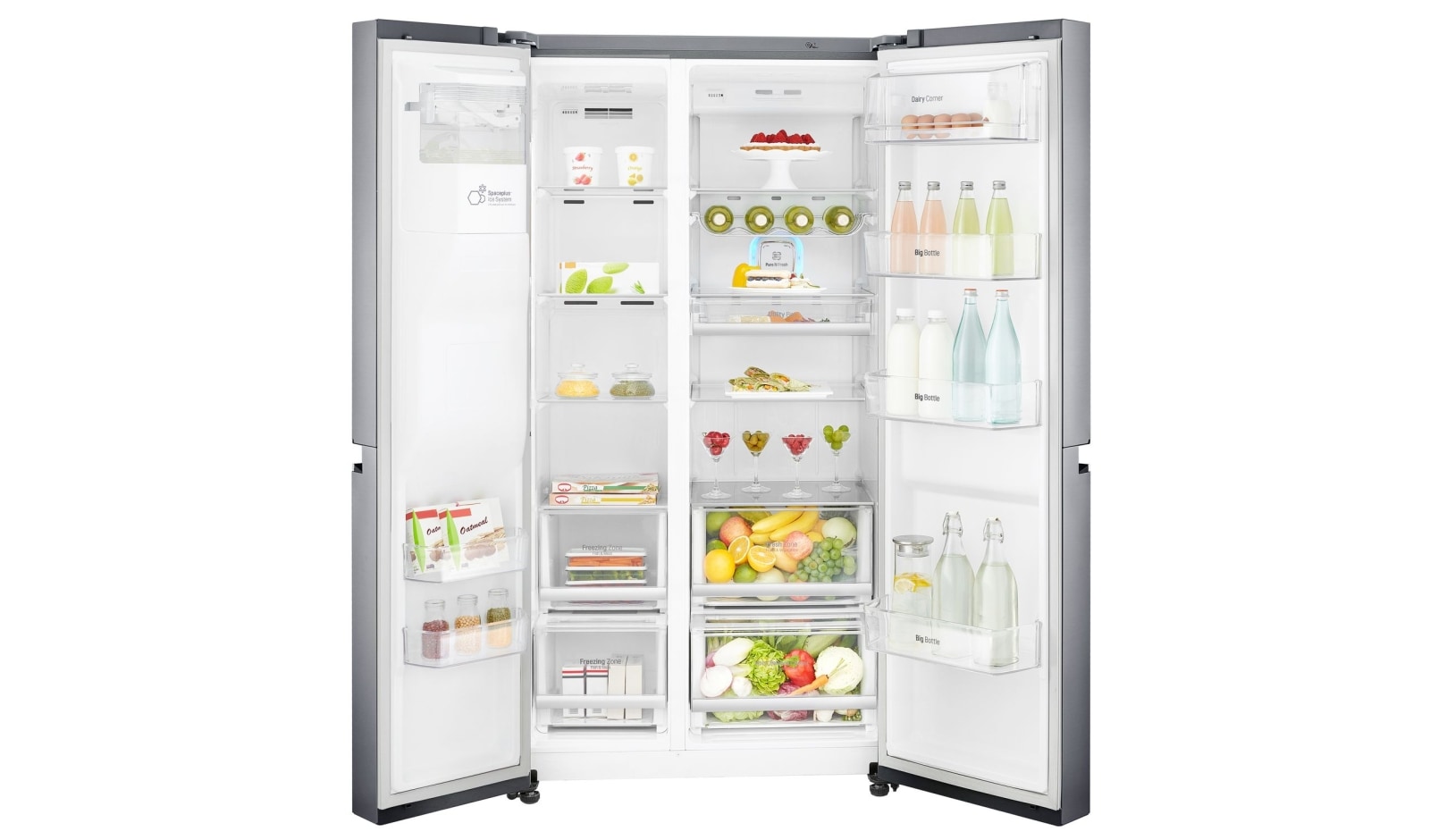 LG Americká chladnička | F | Hrubý objem 668 l | 431 kWh/rok | LG Lineární invertorový kompresor | LG Total No Frost | Multi-Air Flow™ | Vnější LED displej | Nápojový automat, GSL960PZBZ