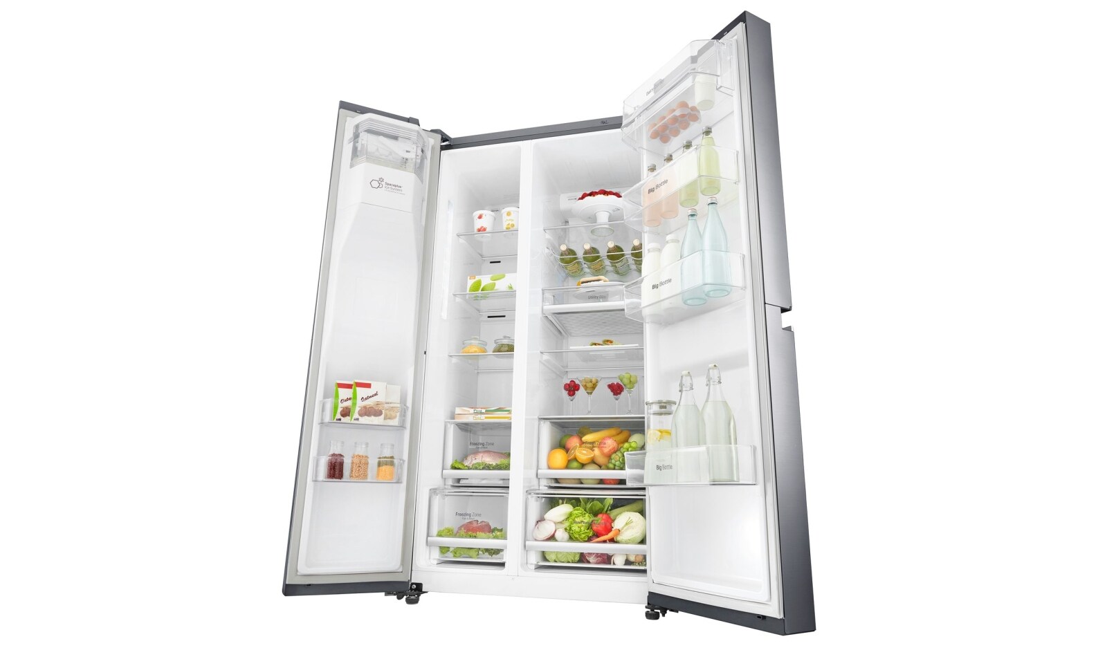 LG Americká chladnička | F | Hrubý objem 668 l | 431 kWh/rok | LG Lineární invertorový kompresor | LG Total No Frost | Multi-Air Flow™ | Vnější LED displej | Nápojový automat, GSL960PZBZ