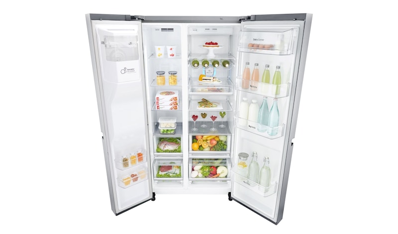 LG Americká chladnička | F | Hrubý objem 668 l | 431 kWh/rok | LG Lineární invertorový kompresor | LG Total No Frost | Multi-Air Flow™ | Vnější LED displej | Nápojový automat, GSL960PZBZ