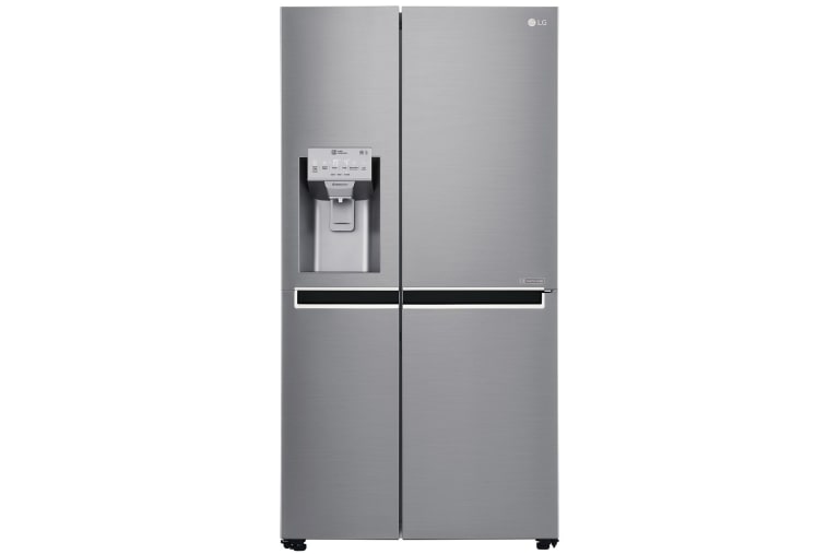Čelní pohled na Americká chladnička | F | Hrubý objem 668 l | 431 kWh/rok | LG Lineární invertorový kompresor | LG Total No Frost | Multi-Air Flow™ | Vnější LED displej | Nápojový automat GSL960PZBZ