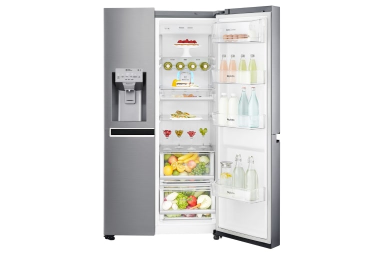 LG Americká chladnička | F | Hrubý objem 668 l | 431 kWh/rok | LG Lineární invertorový kompresor | LG Total No Frost | Multi-Air Flow™ | Vnější LED displej | Nápojový automat, GSL960PZBZ