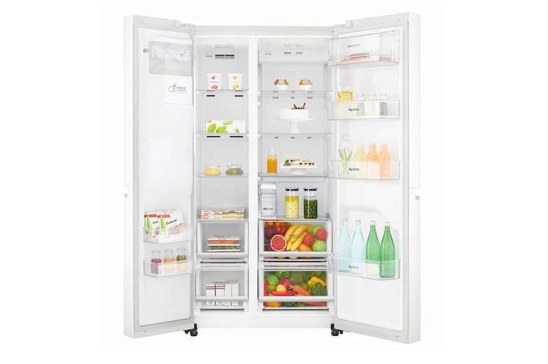LG F | Hrubý objem 668 l | 376 kWh/rok | LG Lineární invertorový kompresor | LG Total No Frost | Multi-Air Flow™ | Vnější LED displej | Nápojový automat | ThinQ™ + WiFi, GSL961SWUZ