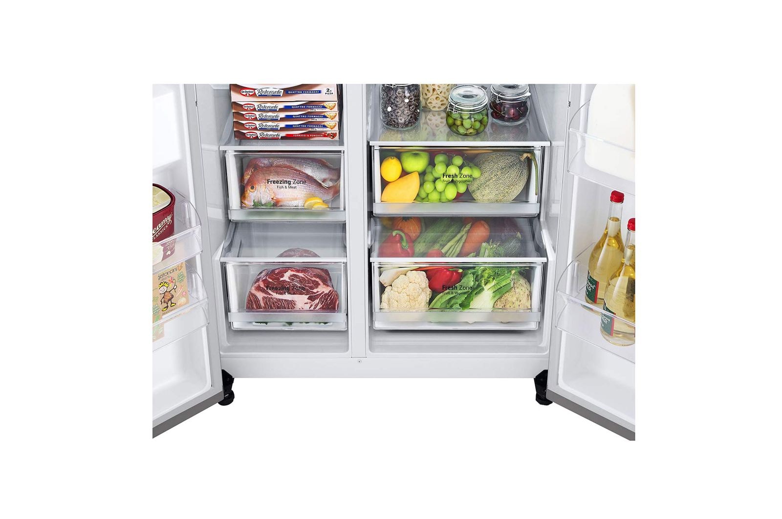 LG Americká chladnička LG | D | 635 l | Lineární kompresor | DoorCooling+|Stříbrná, GSLV70PZTD