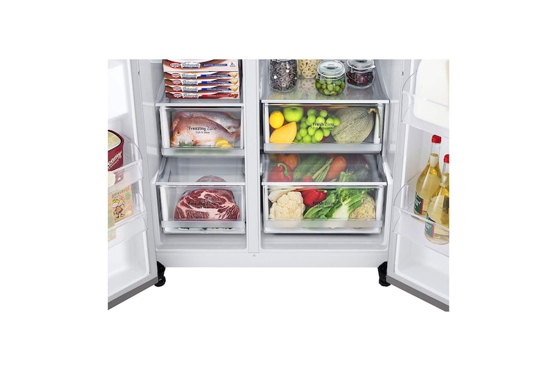 LG Americká chladnička LG | D | 635 l | Lineární kompresor | DoorCooling+|Stříbrná, GSLV70PZTD