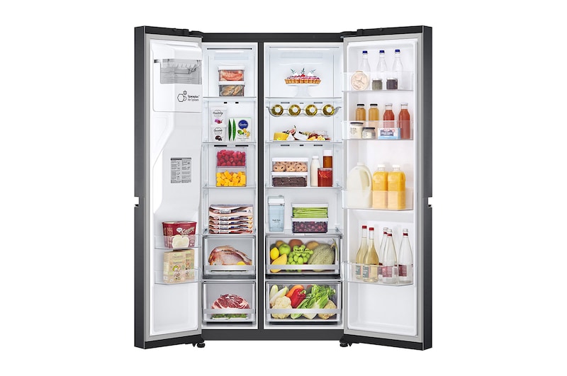 LG E (v rozsahu A až G) | Hrubý objem 674 l | 350 kWh/rok | LG Lineární kompresor | Multi Air Flow | Door Cooling | Deodorizer | LG ThinQ+WiFi | Fresh Balancer | AI Smart Learner, GSLV71MCLE
