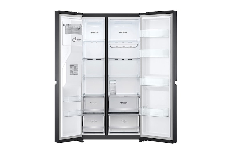 LG E (v rozsahu A až G) | Hrubý objem 674 l | 350 kWh/rok | LG Lineární kompresor | Multi Air Flow | Door Cooling | Deodorizer | LG ThinQ+WiFi | Fresh Balancer | AI Smart Learner, GSLV71MCLE