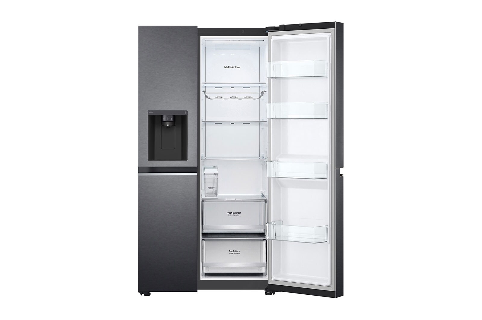 LG E (v rozsahu A až G) | Hrubý objem 674 l | 350 kWh/rok | LG Lineární kompresor | Multi Air Flow | Door Cooling | Deodorizer | LG ThinQ+WiFi | Fresh Balancer | AI Smart Learner, GSLV71MCLE