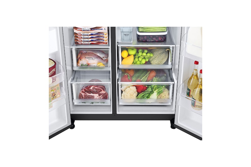 LG Americká chladnička LG | D | 635 l | Lineární kompresor | DoorCooling+|Černá/šedá, GSLV71MCTD