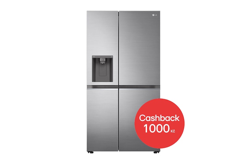 Čelní pohled na Americká chladnička LG | D | 635 l | Lineární kompresor | ThinQ™WiFi|Stříbrná GSLV71PZTD