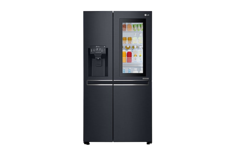 LG Americká chladnička | InstaView Door-in-Door™ | F | Hrubý objem 675 l | 431 kWh/rok | LG Lineární invertorový kompresor | LG Total No Frost | Multi-Air Flow™ | Nápojový automat | Pure N Fresh™ | ThinQ™ + WiFi, GSX960MTAZ