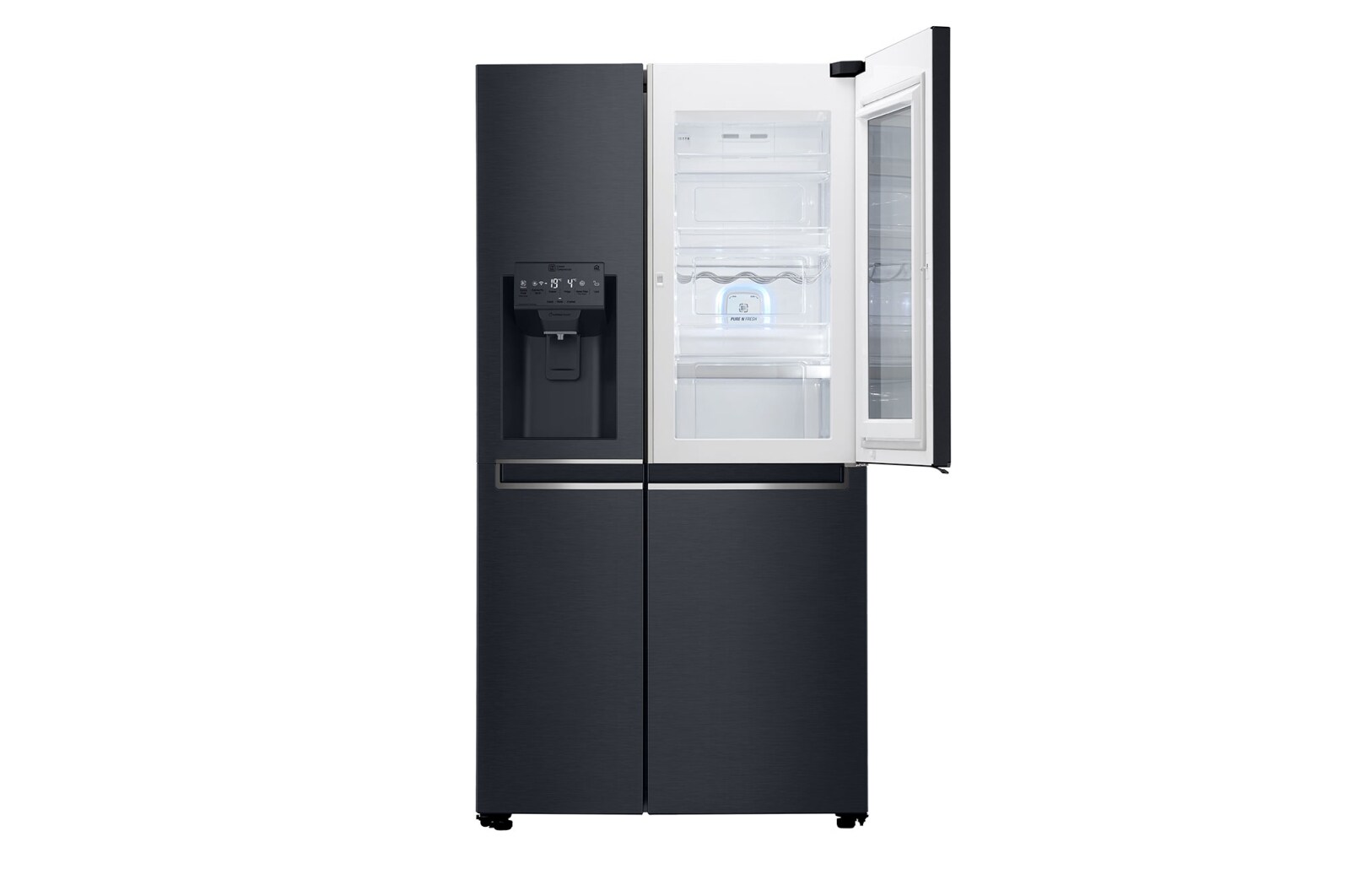 LG Americká chladnička | InstaView Door-in-Door™ | F | Hrubý objem 675 l | 431 kWh/rok | LG Lineární invertorový kompresor | LG Total No Frost | Multi-Air Flow™ | Nápojový automat | Pure N Fresh™ | ThinQ™ + WiFi, GSX960MTAZ
