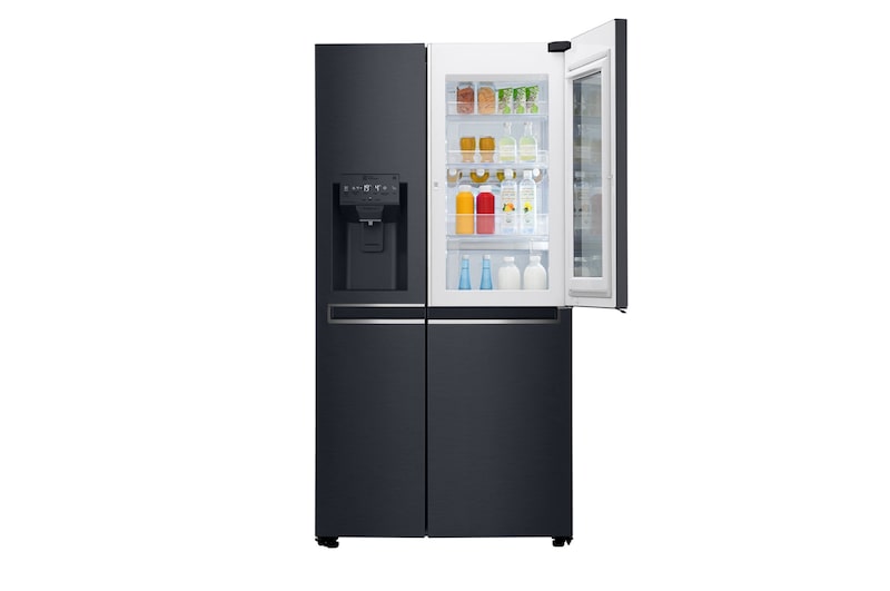 LG Americká chladnička | InstaView Door-in-Door™ | F | Hrubý objem 675 l | 431 kWh/rok | LG Lineární invertorový kompresor | LG Total No Frost | Multi-Air Flow™ | Nápojový automat | Pure N Fresh™ | ThinQ™ + WiFi, GSX960MTAZ