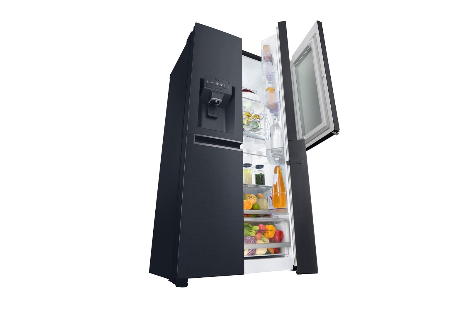 LG Americká chladnička | InstaView Door-in-Door™ | F | Hrubý objem 675 l | 431 kWh/rok | LG Lineární invertorový kompresor | LG Total No Frost | Multi-Air Flow™ | Nápojový automat | Pure N Fresh™ | ThinQ™ + WiFi, GSX960MTAZ