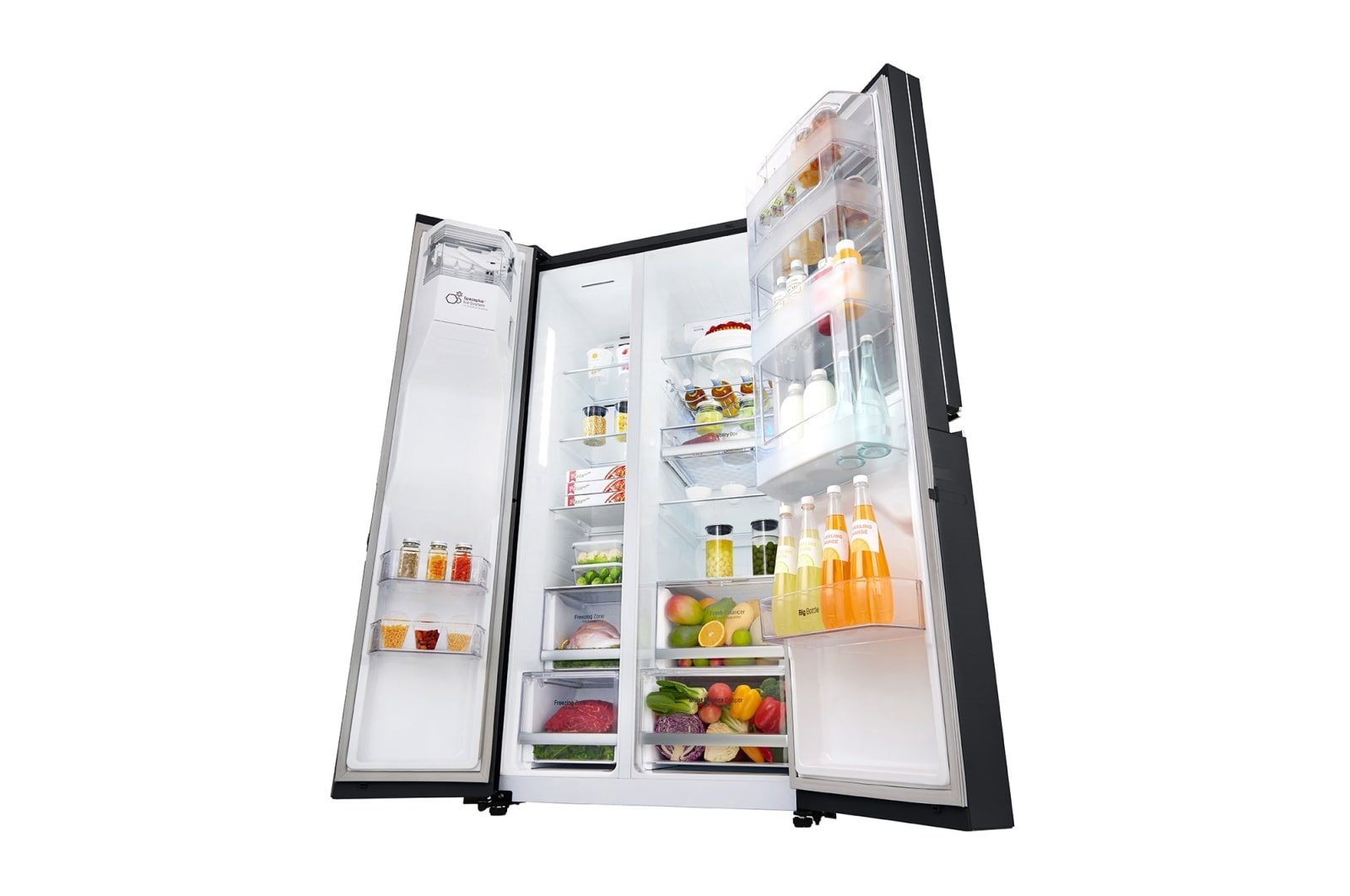 LG Americká chladnička | InstaView Door-in-Door™ | F | Hrubý objem 675 l | 431 kWh/rok | LG Lineární invertorový kompresor | LG Total No Frost | Multi-Air Flow™ | Nápojový automat | Pure N Fresh™ | ThinQ™ + WiFi, GSX960MTAZ