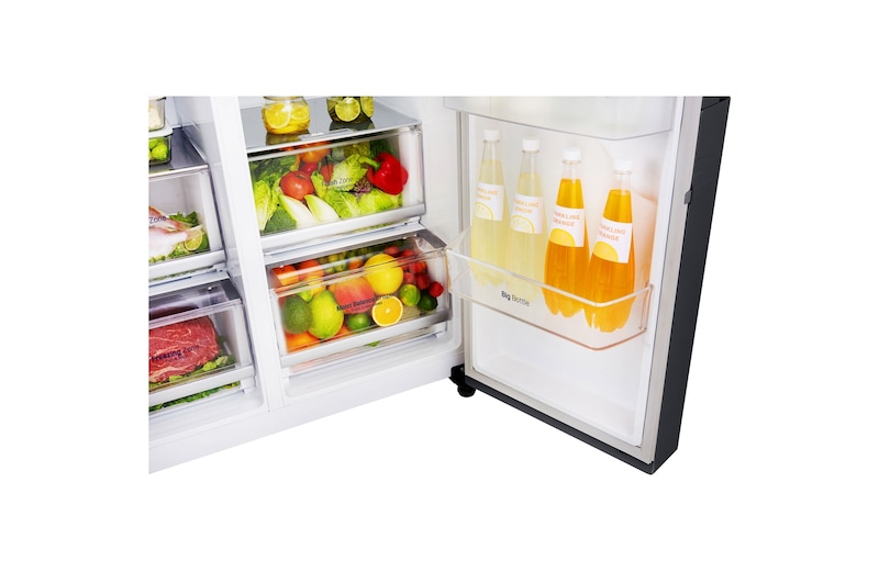 LG Americká chladnička | InstaView Door-in-Door™ | F | Hrubý objem 675 l | 431 kWh/rok | LG Lineární invertorový kompresor | LG Total No Frost | Multi-Air Flow™ | Nápojový automat | Pure N Fresh™ | ThinQ™ + WiFi, GSX960MTAZ