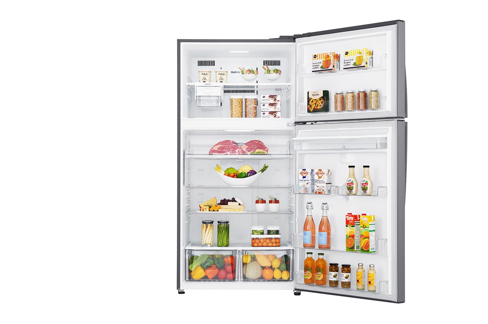 LG ﻿Kombinovaná chladnička | E (v rozsahu A až G) | Hrubý objem 630 l | 323 kWh/rok | LG Lineární invertorový kompresor | LG Total No Frost | Multi-Air Flow™ | Vnější LED displej | ThinQ™ + WiFi, GTF916PZPYD