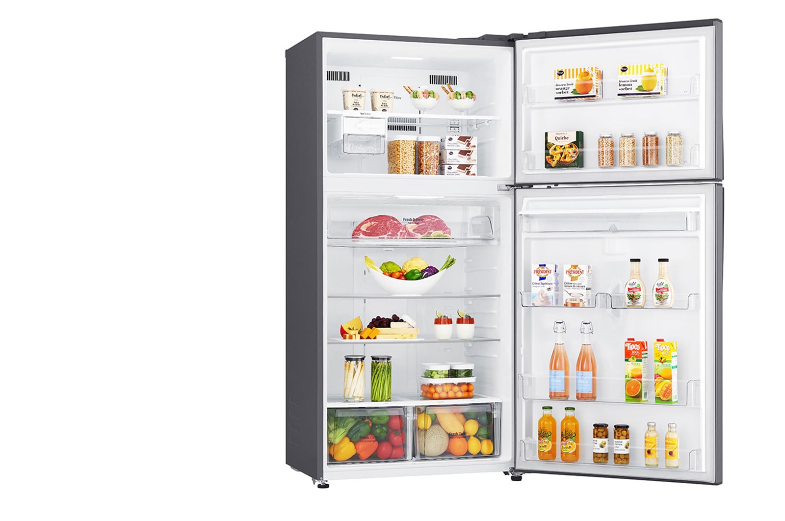 LG ﻿Kombinovaná chladnička | E (v rozsahu A až G) | Hrubý objem 630 l | 323 kWh/rok | LG Lineární invertorový kompresor | LG Total No Frost | Multi-Air Flow™ | Vnější LED displej | ThinQ™ + WiFi, GTF916PZPYD