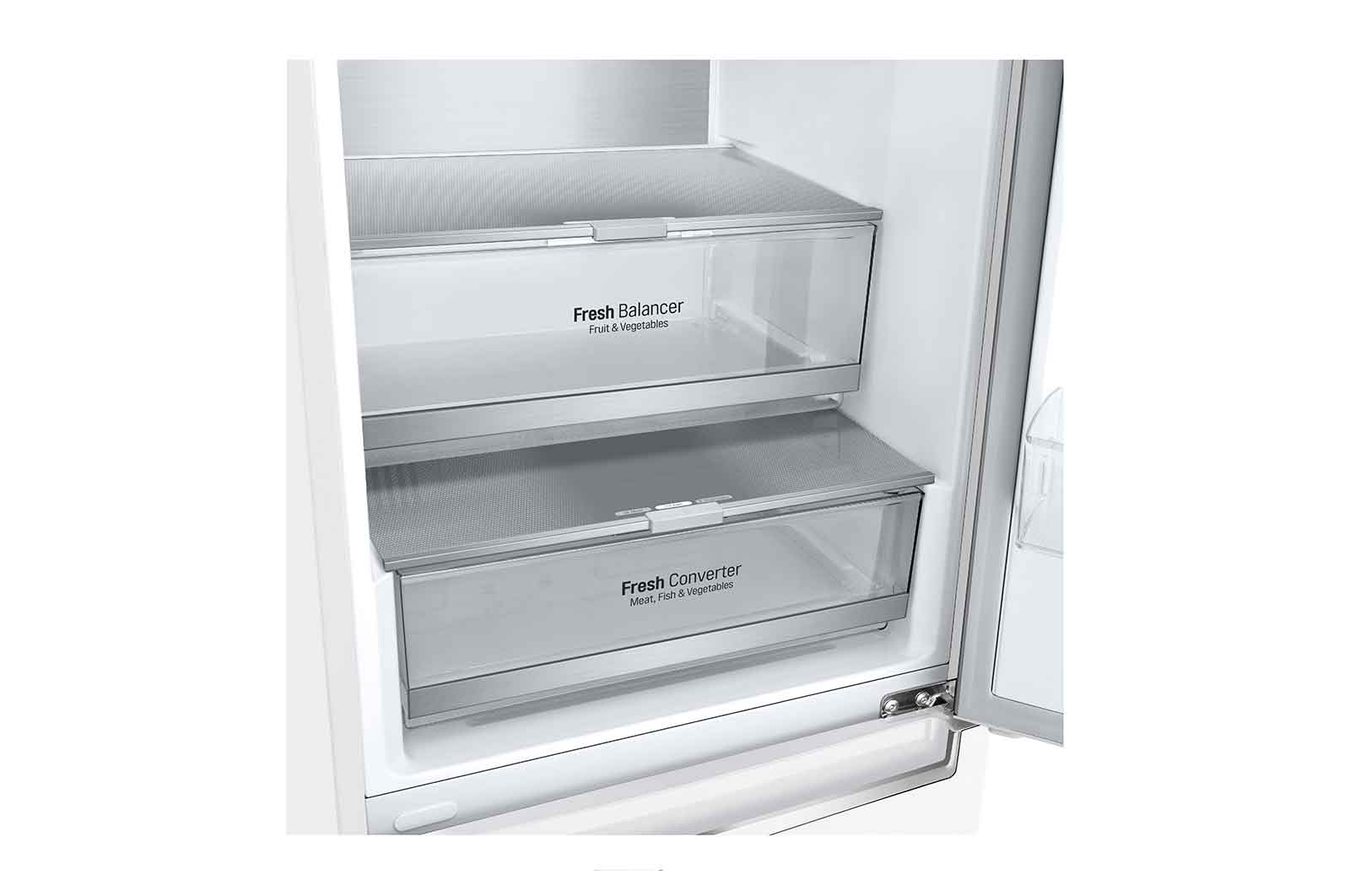 LG ﻿Kombinovaná chladnička | C | Hrubý objem 419 l | 172 kWh/rok | LG Lineární invertorový kompresor | LG Total No Frost | DoorCooling+™ | Vnitřní LED displej | Smart Diagnosis™, GBB72SWVCN