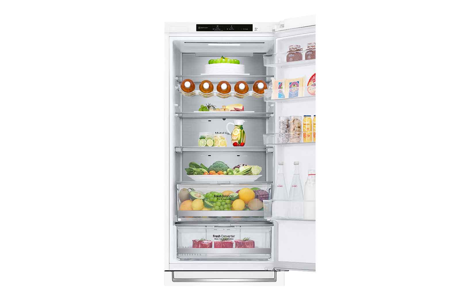 LG ﻿Kombinovaná chladnička | C | Hrubý objem 419 l | 172 kWh/rok | LG Lineární invertorový kompresor | LG Total No Frost | DoorCooling+™ | Vnitřní LED displej | Smart Diagnosis™, GBB72SWVCN