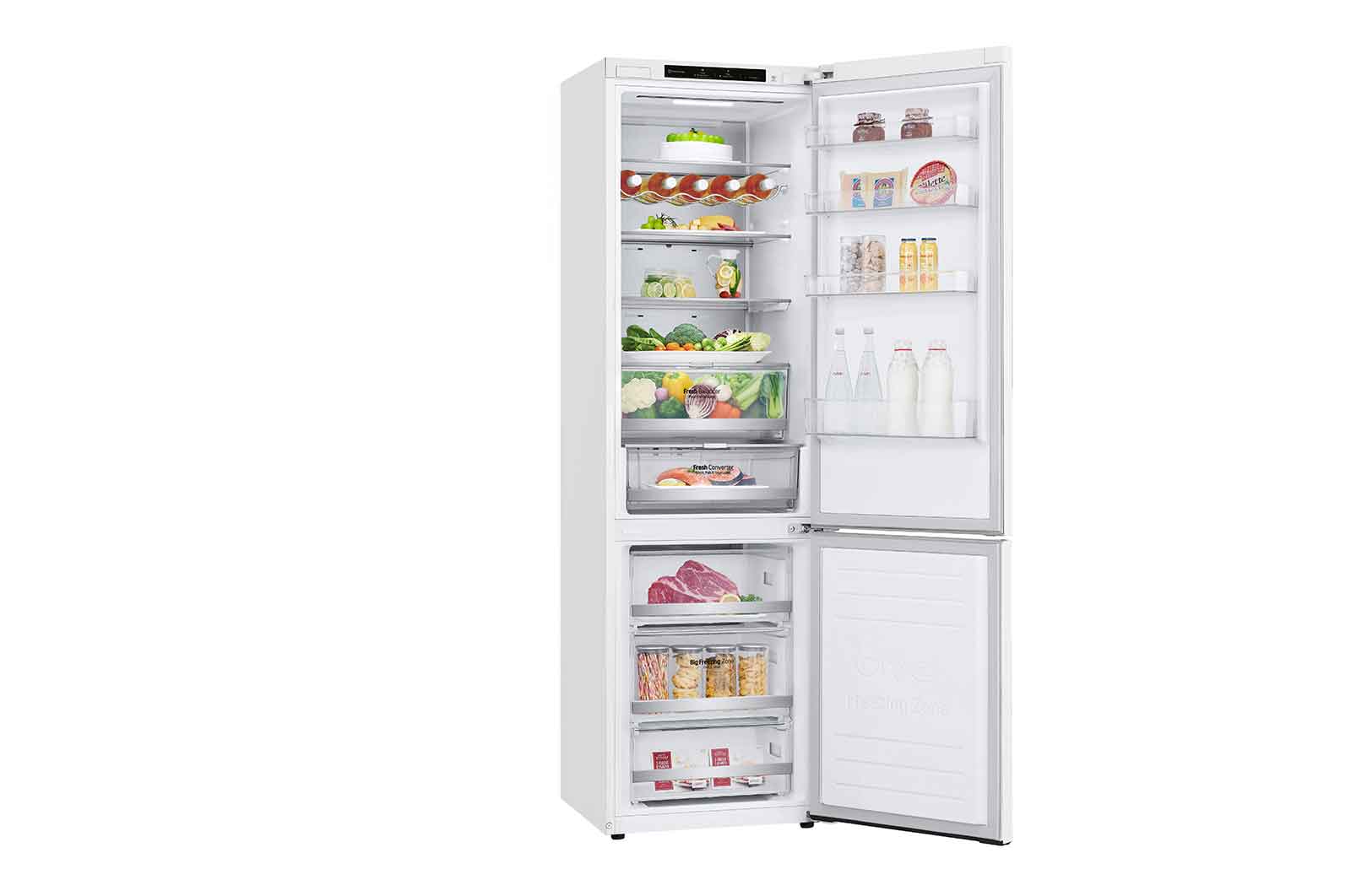 LG ﻿Kombinovaná chladnička | C | Hrubý objem 419 l | 172 kWh/rok | LG Lineární invertorový kompresor | LG Total No Frost | DoorCooling+™ | Vnitřní LED displej | Smart Diagnosis™, GBB72SWVCN